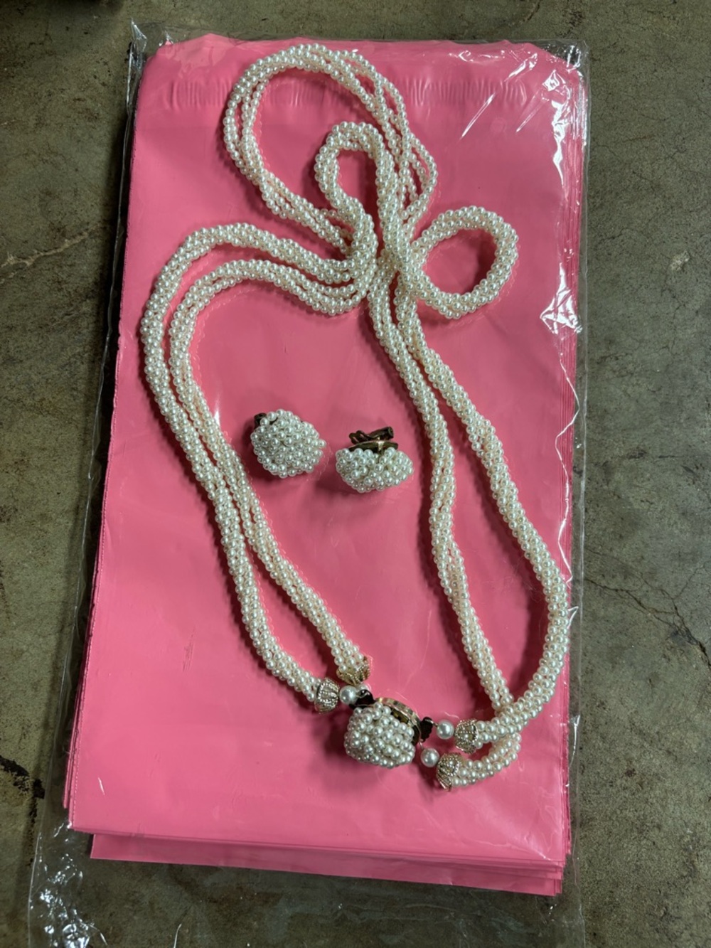 Pearl Cluster Bead Necklace with Gold Accents